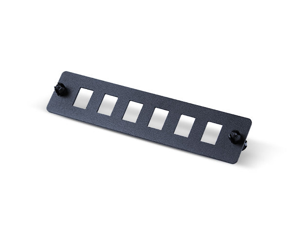 6-Port Blank Fiber Adapter Panel - Compatible with Duplex LC or Simplex SC Couplers (Screw Mounts Included)