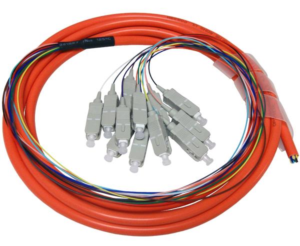 24-Strand Pre-Loaded OM1 Multimode SC Slide-Out 1U Fiber Patch Panel with Jacketed Pigtail Bundle