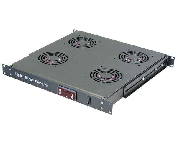 Network Rack, Four 120mm AC Fans with Thermostat, 1U
