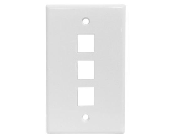 ICC Faceplate, Flat, 1-Gang, 3-Port - White