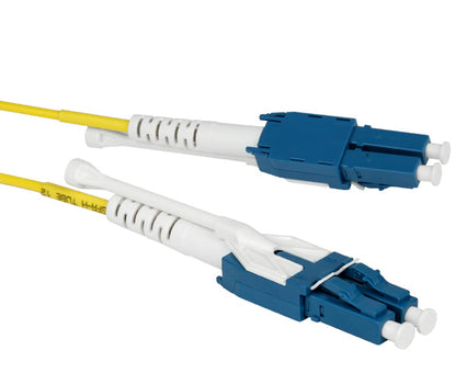 Switchable Uniboot Fiber Optic Patch Cable, Pull/Push, LC to LC, Single Mode 9/125, Duplex, 15 Meter