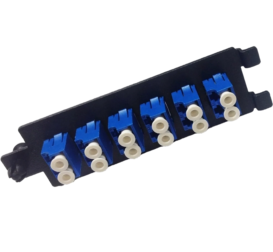 High Density Fiber Adapter Panel, Multimode 10G OM3, 6 LC Duplex Couplers