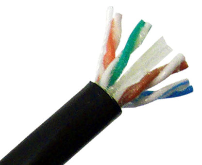  CAT6A Outdoor Direct Burial CMX Cable, Gel Filled, 1000' - Black