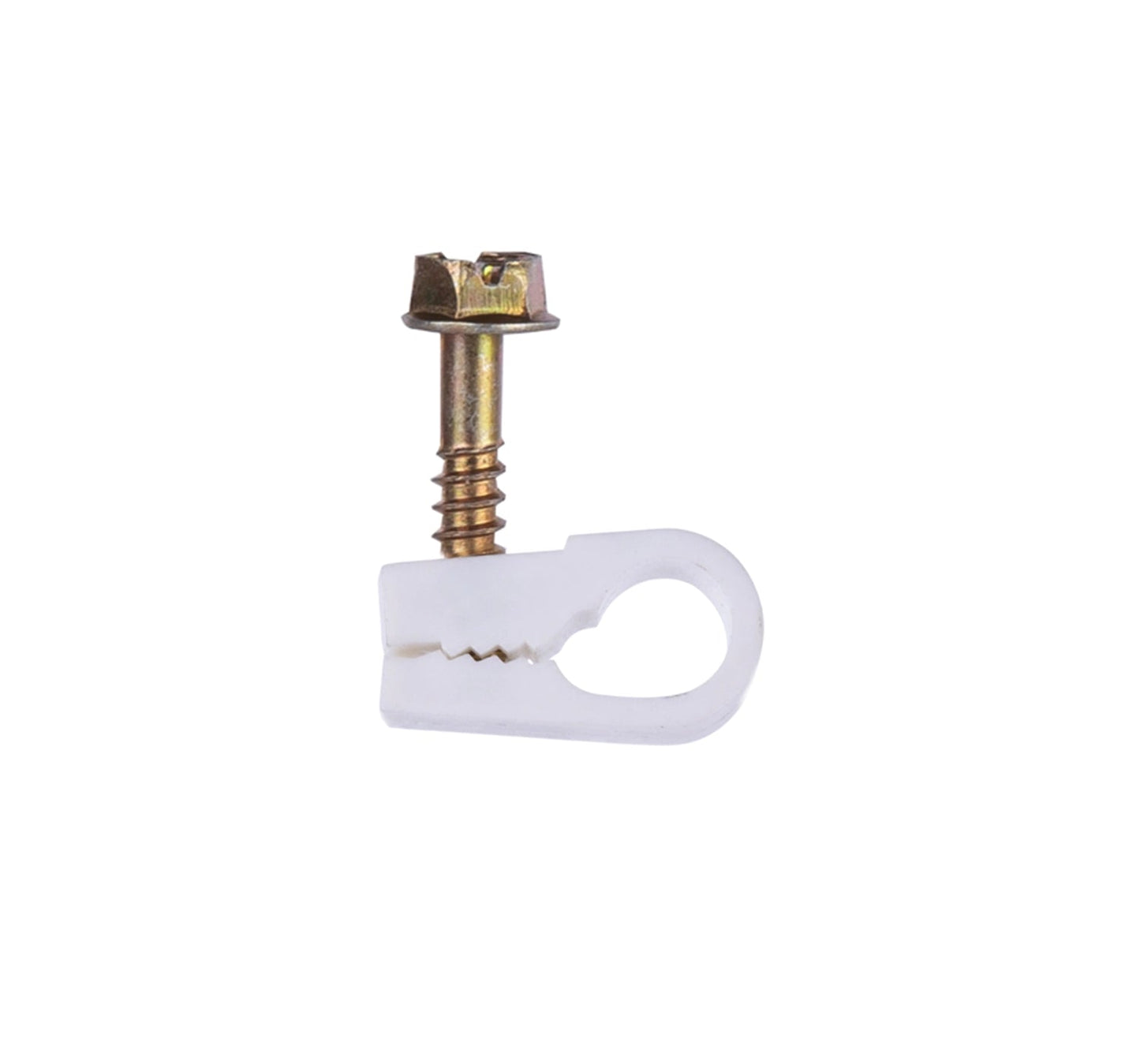 Screw-in Cable Clip 1/2" Depth, Single, White - 100 Pack