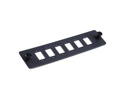 6-Port Blank Fiber Adapter Panel - Compatible with Duplex LC or Simplex SC Couplers (Screw Mounts Included)