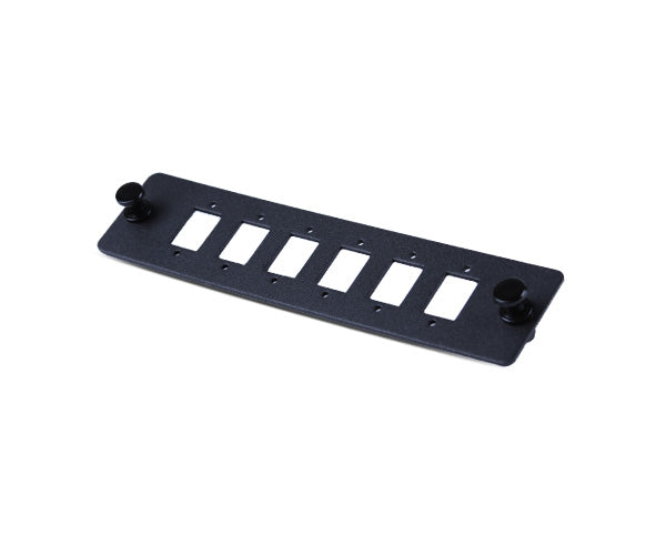6-Port Blank Fiber Adapter Panel - Compatible with Duplex LC or Simplex SC Couplers (Screw Mounts Included)
