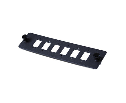 6-Port Blank Fiber Adapter Panel - Compatible with Duplex LC or Simplex SC Couplers (Screw Mounts Included)