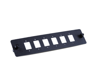 6-Port Blank Fiber Adapter Panel - Compatible with Duplex LC or Simplex SC Couplers (Screw Mounts Included)