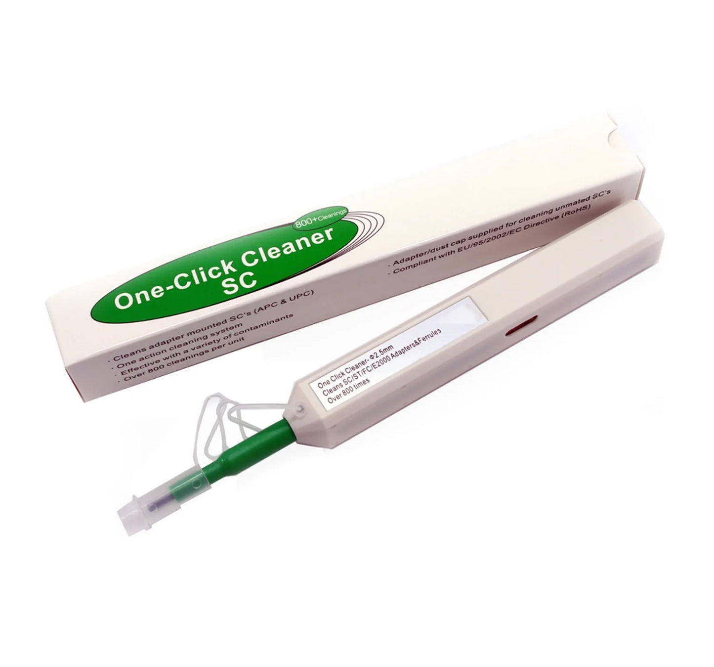 Fiber Cleaning Pen, SC/FC/ST/E2000, LC/MU, 1.25mm, 2.5mm, 800 Cleaning Cycles