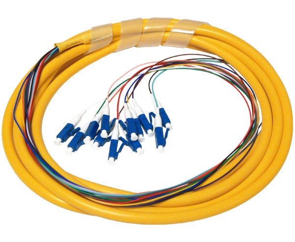 12-Strand Pre-Loaded Single Mode LC Slide-Out 1U Fiber Patch Panel with Jacketed Pigtail Bundle