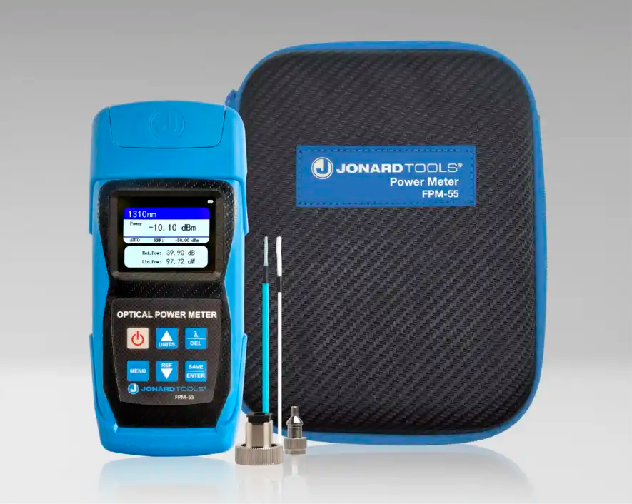 Fiber Optic Power Meter with Data Storage (-50 to +26 dBm) and FC/SC/LC Adapters | FPM-55