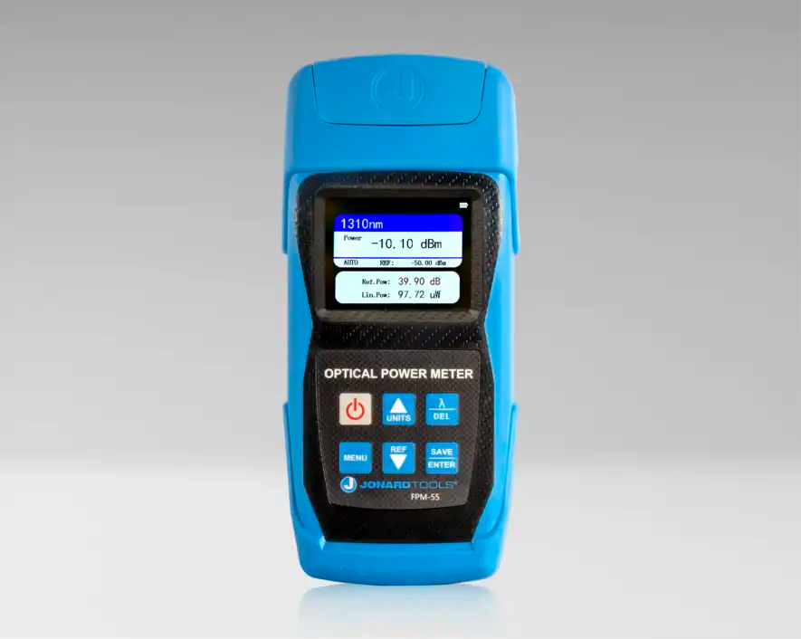 Fiber Optic Power Meter with Data Storage (-50 to +26 dBm) and FC/SC/LC Adapters | FPM-55