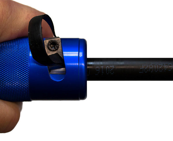 Hardline Strip & Core Tool - Close up of wire stripping 