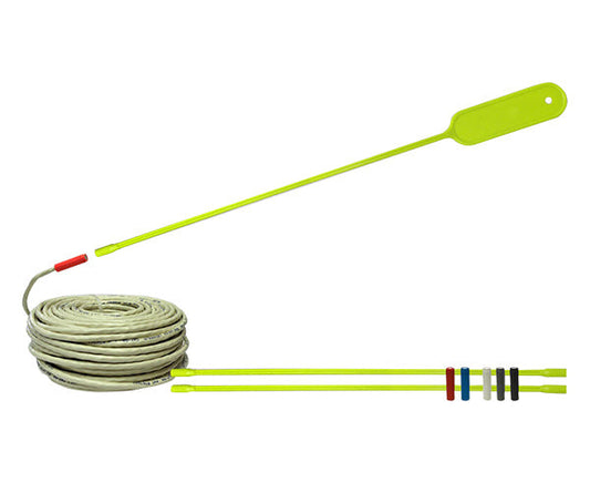 cable fishing pole 14FT Wire Tool Fish Tape Rods, Bright Green Wire Puller with 5 Different Attachments in a Carrying Case making it ideal for running wires through walls KOOTANS 11FT Fiberglass Running Electrical