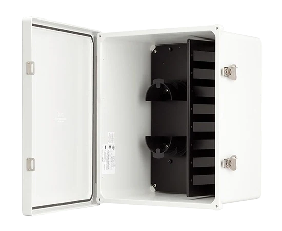 Wall Mount Fiber Patch Panel, NEMA 4X Rated, Up to 48 Ports with Spool