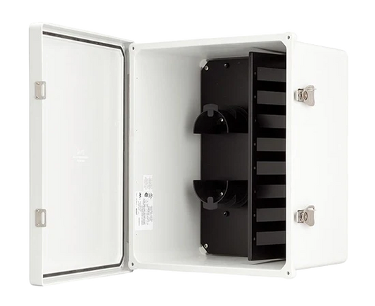Wall Mount Fiber Patch Panel, NEMA 4X Rated, Up to 48 Ports with Spool