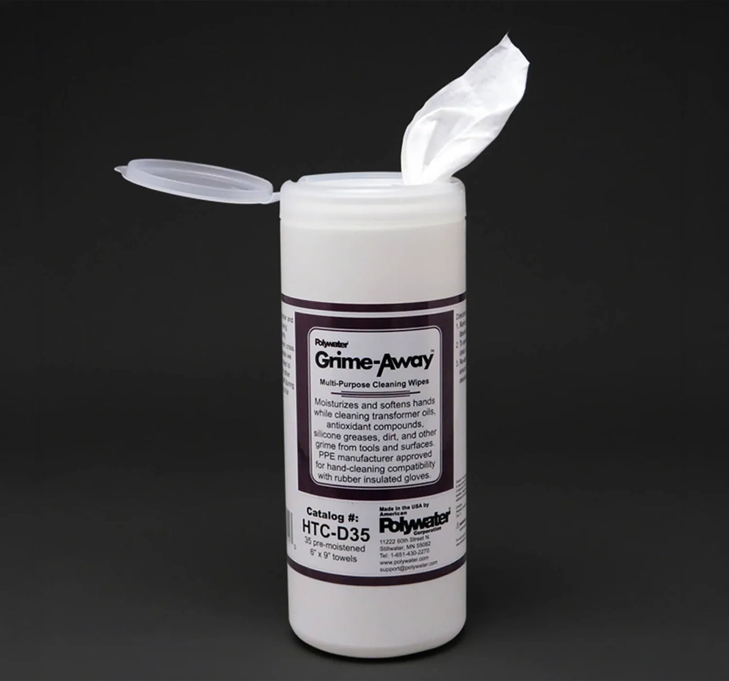 Polywater® Grime-Away™ Cleaning Wipes, TOOL AND HAND CLEANER