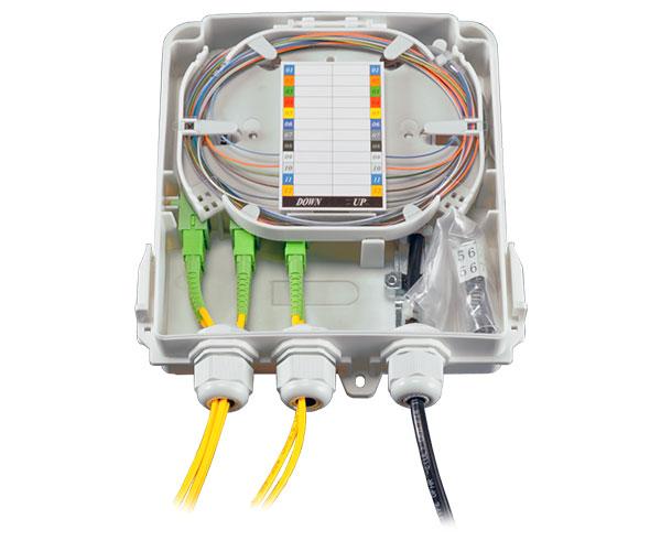 FTTH Wall Mount Plastic Fiber Distribution Unit, Up to 8 Ports, Up to 12 Splices
