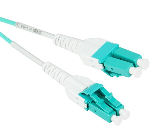 Uniboot Duplex Fiber Optic Patch Cable, LC to LC, 10 Gig Multimode 50/125 OM3
