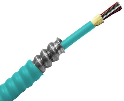 Armored Distribution, Riser Fiber Optic Cable, Multimode OM3, Corning Fiber, Indoor, OFCR (Per Foot)