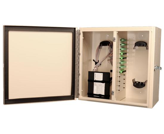 NEMA 4 Rated Fiber Wall Mount Enclosure, 12 Panel & 6 Splice Tray Capacity, Beige