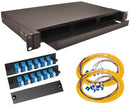 24-Strand Pre-Loaded Single Mode LC Slide-Out 1U Fiber Patch Panel with Jacketed Pigtail Bundle