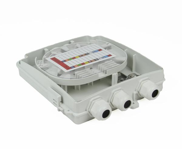 FTTH Wall Mount Plastic Fiber Distribution Unit, Up to 8 Ports, Up to 12 Splices