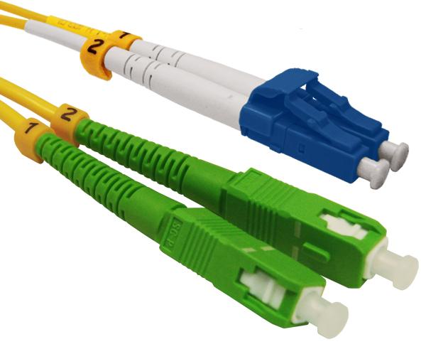 LC/UPC-SC/APC, Single Mode, Duplex, Fiber Optic Patch Cable