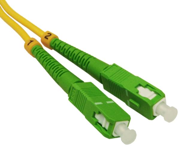 Fiber Optic Patch Cable, LC/UPC to SC/APC, Single Mode 9/125, Duplex