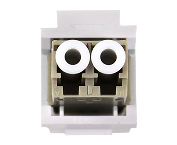 Fiber Keystone Jack, Multimode, LC Duplex, White – Fiber Savvy