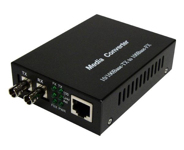 2KM 10/100Base-TX/FX Bridge Multi-Mode Media Converter-ST Connector