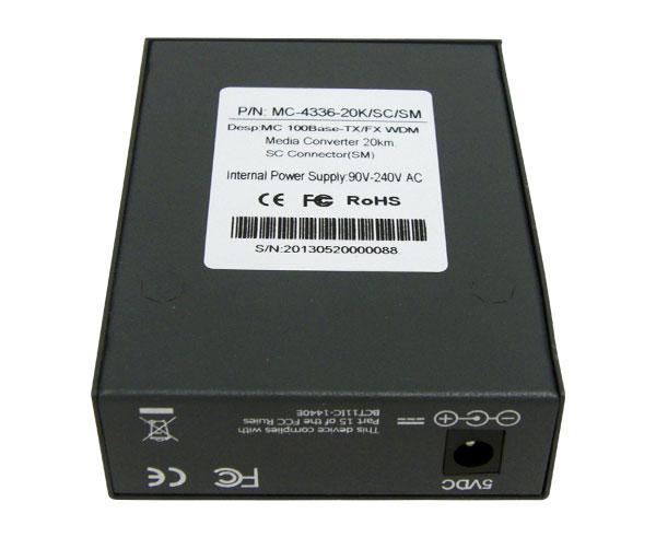 WDM Media Converter, Single-Mode, Fast Ethernet, TX1550nm 20K, RJ45-SC