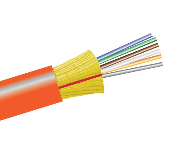 Fiber Optic Cable, 6 Strand, Multimode, 62.5/125 OM1, Indoor Distribution, Riser