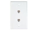  RJ11 Wall Plate With Telephone Jack - 2-Port, 4 or 6 Conductor, Flush Mount, Screw Type - Available in 2 Colors - Photos