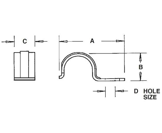 1-Hole Plated Steel EMT Straps Snap-on Type Diagram