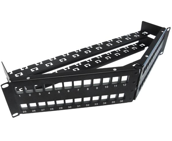 Blank Shielded Patch Panel, 24 & 48 Port Angled, 1U & 2U, High Density, w/Cable Mgmt Bar 4 of 8