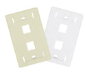  Keystone Wall Plate w/ ID Window, Single-Gang, Flush - 2-Ports - Available in 2 Colors - White and Ivory