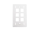 Keystone Wall Plate w/ ID Window, Single-Gang, Flush - 6-Ports -  White